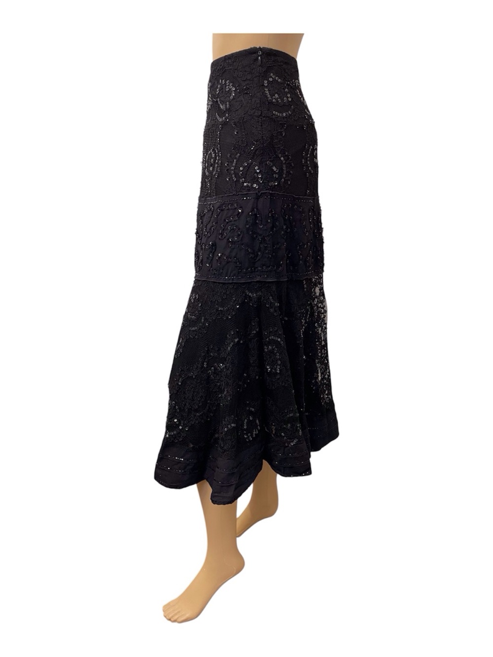 Lillie Rubin Black Sequin Lace Maxi Women's Skirt, 2 - Picture 3 of 11